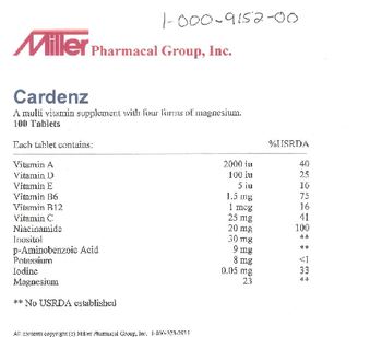 Miller Pharmacal Group Cardenz - a multivitamin supplement with four forms of magnesium