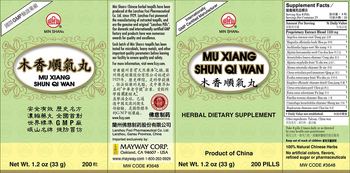 Min Shan Mu Xiang Shun Qi Wan - herbal supplement