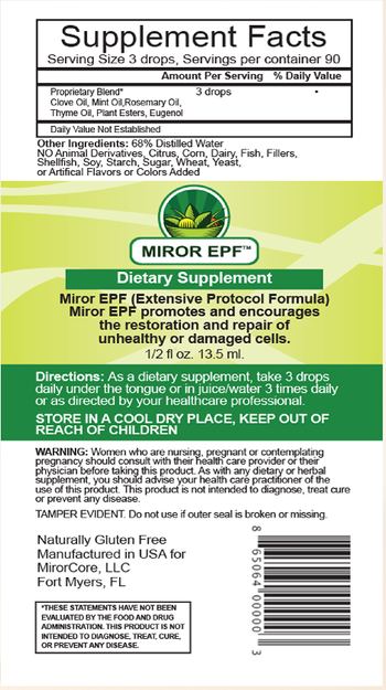 MirorCore, LLC Miror EPF - supplement