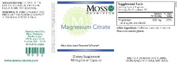 Moss Nutrition Magnesium Citrate - supplement