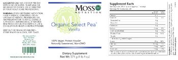 Moss Nutrition Organic Select Pea Vanilla - supplement