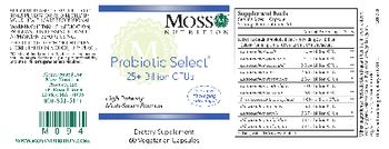 Moss Nutrition Probiotic Select - supplement