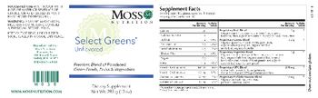 Moss Nutrition Select Greens Unflavored - supplement