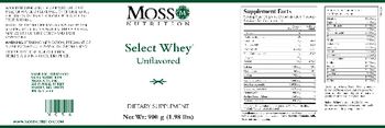 Moss Nutrition Select Whey Unflavored - supplement