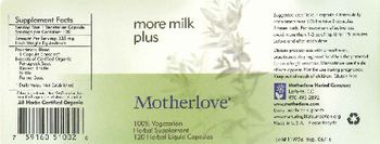 Motherlove More Milk Plus - herbal supplement