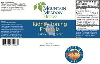 Mountain Meadow Herbs Kidney Toning Formula - herbal supplement