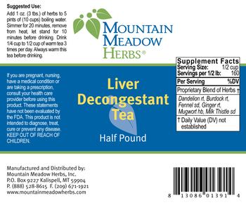 Mountain Meadow Herbs Liver Decongestant Tea - 
