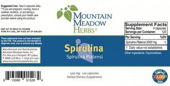 Mountain Meadow Herbs Spirulina 500 mg - herbal supplement