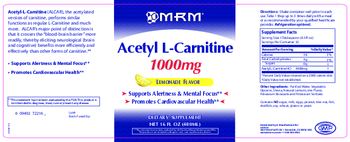 MRM Acetyl L-Carnitine 1000 mg Lemonade Flavor - supplement