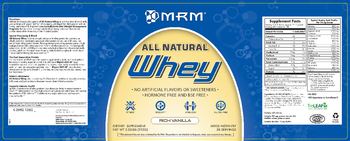 MRM All Natural Whey Rich Vanilla - supplement