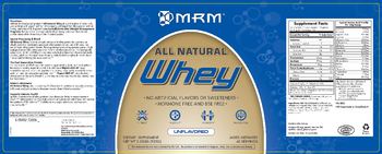 MRM All Natural Whey Unflavored - supplement