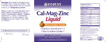 MRM Cal-Mag-Zinc Liquid Orange-Vanilla Flavor - supplement