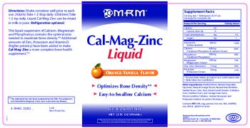 MRM Cal-Mag-Zinc Liquid Orange-Vanilla Flavor - supplement