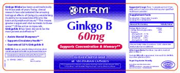 MRM Ginkgo B 60 mg - supplement