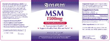 MRM MSM 1500 mg - supplement