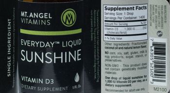 Mt. Angel Vitamins Everyday Liquid Sunshine Vitamin D3 - supplement