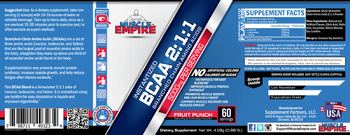 Muscle Empire Instantized BCAA 2:1:1 Branched Chain Amino Acids 5000mg Fruit Punch - supplement