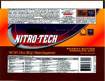 MuscleTech Nitro-Tech Advanced Protein Bar Peanut Butter Chocolate Chip - supplement