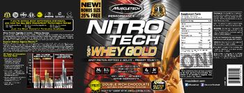 MuscleTech Performance Series Nitro Tech 100% Whey Gold Double Rich Chocolate - these statements have not been evaluated by the food and drug administration this product is not int