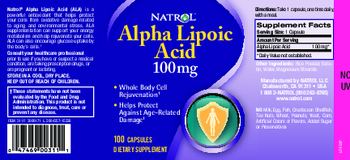 Natrol Alpha Lipoic Acid 100 mg - supplement