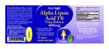 Natrol Alpha Lipoic Acid TR Time Release 600 mg - supplement