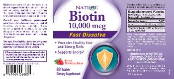 Natrol Biotin 10,000 mcg Fast Dissolve Natural Strawberry Flavor - supplement