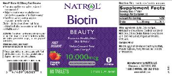 Natrol Biotin 10,000 mcg Fast Dissolve Strawberry Natural Flavor - supplement