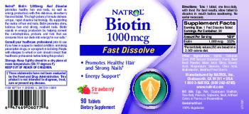 Natrol Biotin 1000 mcg Strawberry Flavor - supplement