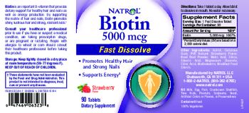 Natrol Biotin 5000 mcg Fast Dissolve Strawberry Flavor - supplement