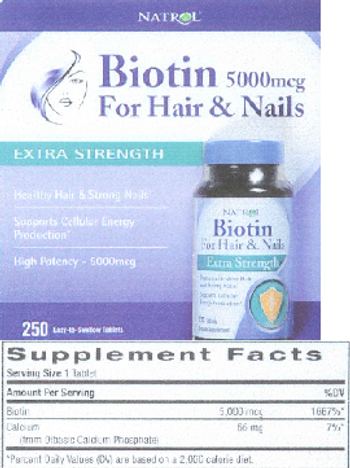 Natrol Biotin For Hair & Nails Extra Strength - supplement