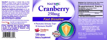 Natrol Cranberry 250 mg Fast Dissolve Cranberry Natural Flavor - supplement