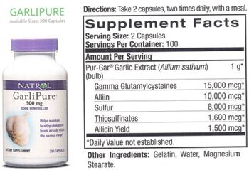 Natrol GarliPure 500 mg - supplement