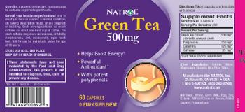 Natrol Green Tea 500 mg - supplement
