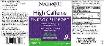 Natrol High Caffeine 200 mg - supplement