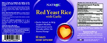 Natrol Red Yeast Rice With Garlic - supplement