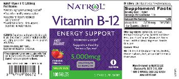 Natrol Vitamin B-12 5,000 mcg Fast Dissolve Strawberry Natural Flavor - supplement