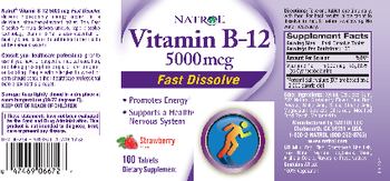 Natrol Vitamin B12 5000 mcg Fast Dissolve Strawberry Flavor - supplement