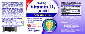 Natrol Vitamin D3 1,000 IU Fast Dissolve Natural Strawberry Flavor - supplement