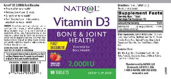 Natrol Vitamin D3 2,000 IU Fast Dissolve Strawberry Natural Flavor - supplement