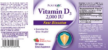 Natrol Vitamin D3 2,000 IU Natural Strawberry Flavor - supplement