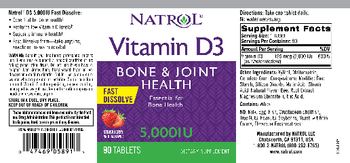 Natrol Vitamin D3 5,000 IU Fast Dissolve Strawberry Natural Flavor - supplement