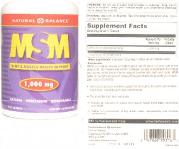 Natural Balance MSM 1,000 mg - supplement