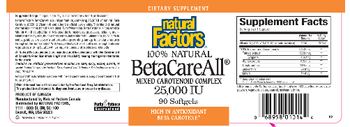 Natural Factors 100% Natural BetaCareAll Mixed Carotenoid Complex 25,000 IU - supplement