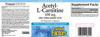 Natural Factors Acetyl- L-Carnitine 500 mg - supplement