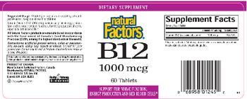 Natural Factors B12 1000 mcg - supplement