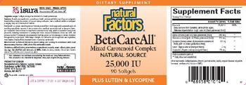 Natural Factors BetaCareAll Mixed Carotenoid Complex 25,000 IU - supplement