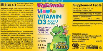 Natural Factors Big Friends Liquid Vitamin D3 400 IU - supplement