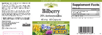 Natural Factors HerbalFactors Bilberry 40 mg - supplement
