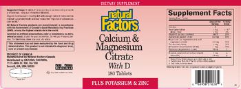 Natural Factors Calcium & Magnesium Citrate With D Plus Potassium & Zinc - supplement