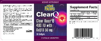 Natural Factors ClearQ Clear Base E 400 IU With CoQ10 50 mg - supplement